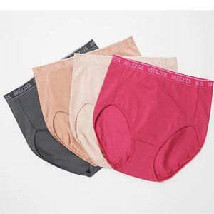 Breezies Set of 4 Nylon Microfiber Hi-Cut Briefs   1808